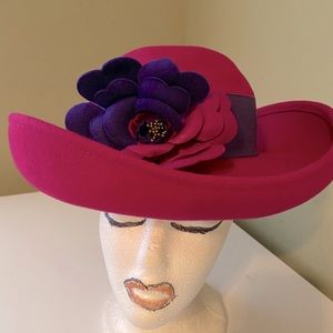 Beautiful Magenta Adolfo II Wool Church/Dress Hat